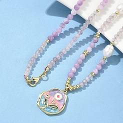 Женские ожерелья с подвесками из натурального лавандового аметиста&nbsp;NJEW-G165-01C-G