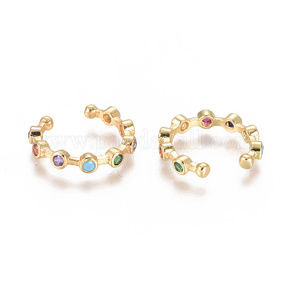 Серьги-манжеты с цирконом из позолоченной латуни&nbsp;LS-EJEW-L244-21G-1