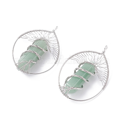 Естественный зеленый авантюрин большие кулоны G-F702-02P-D-1