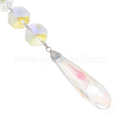 Восьмиугольные бусины из переливающегося стекла и подвесные подвески в форме капли для ловцов солнца&nbsp;HJEW-JM04768-1