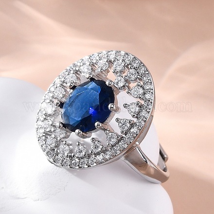 Регулируемые кольца из латуни с микропаве и цирконием для женщин&nbsp;LS-RJEW-C118-08P-1