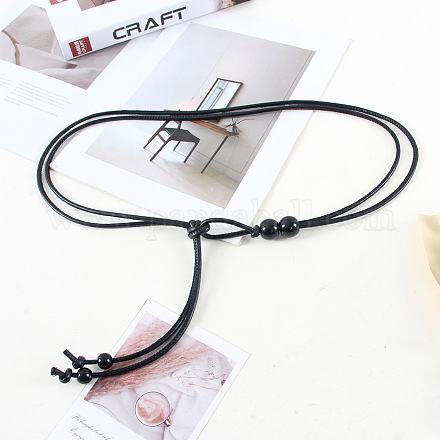 Узлы из искусственной кожи с круглыми акриловыми бусинами для платья FS-WG4F78E-09-1