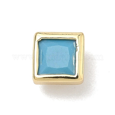 Квадратные латунные микропаве кабошоны из кубического циркония&nbsp;KK-P345-13G-E08-1