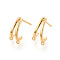 Brass Stud Earring Findings,  Nickel Free, Long-Lasting Plated, Real 18K Gold Plated, 14.5~15x6.5~8mm, Hole: 0.8mm, Pin: 0.8mm