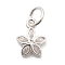925 Sterling Silver Pave Clear Cubic Zirconia Flower Charms, with Jump Rings and 925 Stamp, Silver, 10x8x2mm, Hole: 3.5mm