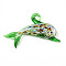 Handmade Silver Foil Lampwork Big Pendants, Dolphin Charms, Lime Green, 45~49x65~68x9~11mm, Hole: 5~6x5~6mm
