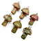 Natural Unakite Pendants, Mushroom Charms, with Platinum Tone Metal Findings, 20x15mm