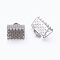 Iron Ribbon Crimp Ends, Nickel Free, Platinum, Size: about 6mm long, 8mm wide, hole: 2mm