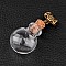 Round Glass Bottle Pendants for Bead Containers, with Tampions and Alloy Tube Bails, Antique Bronze, Clear, 43x20x13mm, Hole: 3mm, Bottle Capacity: 1.2ml(0.04 fl. oz)