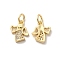 Brass Micro Pave Cubic Zirconia Pendants, Cadmium Free & Nickel Free & Lead Free, with Jump Ring, Angel, Real 18K Gold Plated, 11x10x2mm, Hole: 3mm