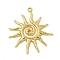 Brass Pendants, Sun Charms, Rack Plating, Long-Lasting Plated, Cadmium Free & Lead Free, Real 18K Gold Plated, 30x27.5x2.5mm, Hole: 1.3mm