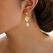 Fashionable Brass Coin with Round Tassel Hoop Earrings, with Rhinestone, Real 18K Gold Plated, 48x13mm