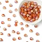 100Pcs Crackle Glass Beads, Round, Two Tone, Dark Orange, 6~6.5mm, Hole: 1.2mm