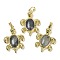 Natural Labradorite & Brass Pendants, Rack Plating, Cadmium Free & Lead Free, Sea Turtle Shaped, 38x27.5x7mm, Hole: 8x5mm