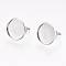 Tarnish Resistant Adjustable 304 Stainless Steel Finger Rings Components, Pad Ring Base Findings, Flat Round, Stainless Steel Color, Tray: 20mm, Size 7, 17.5mm
