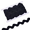 5Yards Polyester Ribbons, Wave Shape, Black, 38~40mm