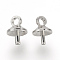 Brass Cup Pearl Peg Bails Pin Pendants, For Half Drilled Beads, Platinum, 7x5x5mm, Hole: 1.5mm, Pin: 1mm