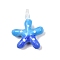 Glass Pendants, Starfish Charms, Deep Sky Blue, 29~31x25~26x8.5mm, Hole: 3.5~4x2.3~4mm