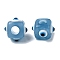 Resin Evil Eye European Beads, Large Hole Bead, Cube, Steel Blue, 11x8x8mm, Hole: 4mm