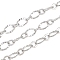 304 Stainless Steel Textured Oval Link Chains, Soldered, with Spool, Stainless Steel Color, 7.5x5x0.8mm