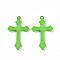 Opaque Acrylic Pendants, Cross, Lime, 36x22x3mm, Hole: 1.6~2mm, about 1040pcs/500g