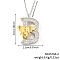 Brass Micro Pave Clear Cubic Zirconia Bee Initial Pendant Necklaces, Platinum & Golden, Letter B, 15.75 inch(40cm), pendant: 30x22mm