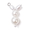 Thanksgiving Day ABS Plastic Imitation Pearl Pendants, Rabbit, with Platinum Iron Loop, Creamy White, 32.5x19x11.5mm, Hole: 3mm