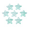 Transparent Spray Painted Glass Beads, Starfish, Turquoise, 14x15x6.5mm, Hole: 1mm