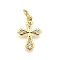 Brass Micro Pave Cubic Zirconia Pendants, Cross, Long-Lasting Plated, Lead Free & Cadmium Free, with Jump Ring, Real 18K Gold Plated, 15.5x10.5x1.5mm