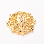 Безлепестковый латунный колпачок, золотые, 16x16x3 мм, отверстие : 2 мм