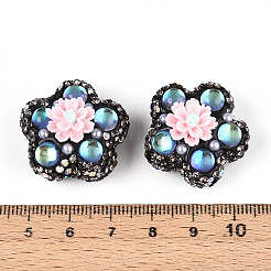 Полимерная глина в форме цветка со стразами&nbsp;CLAY-U023-01H