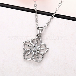 Сакура латунные микропаве прозрачные кубические цирконии подвески ожерелья для женщин&nbsp;FS-WG50C9C-01