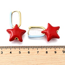 Серьги-кольца из латуни со звездами&nbsp;EJEW-D314-01G