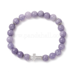 Браслеты из круглых бусин белого нефрита 9 мм для женщин&nbsp;BJEW-JB12256-03