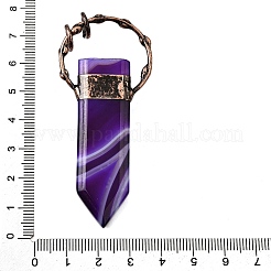 Большие подвески в форме меча из окрашенного натурального фиолетового полосатого агата и аметиста&nbsp;G-Q350-07L