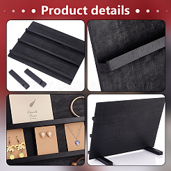 3-ярусные деревянные подставки для открыток для ювелирных изделий с наклонной задней частью&nbsp;ODIS-WH0038-79A-02