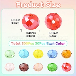 300шт 10 цвета нитей стеклянных бусин&nbsp;EGLA-YW0003-84