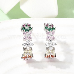 Серьги-гвоздики из латуни в форме буквы С с микропаве из кубического циркония&nbsp;LS-EJEW-H180-23P