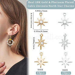 20 шт. 2-х цветные латунные подвески с прозрачным кубическим цирконием&nbsp;FIND-BBC0002-16