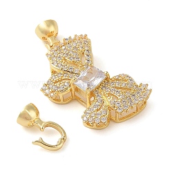 Реечное покрытие латунь микро паве прозрачный кубический цирконий складные застежки&nbsp;KK-S384-11G