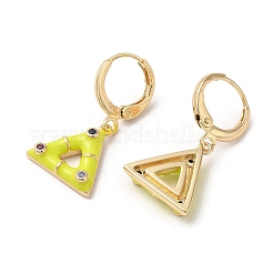 Серьги-подвески из латуни с треугольным покрытием из настоящей 18-каратной позолоченной латуни&nbsp;EJEW-L268-030G-02