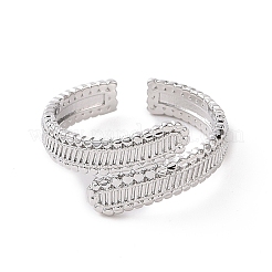 Латунный полый прямоугольный открытый браслет-манжета для женщин&nbsp;RJEW-E072-26P