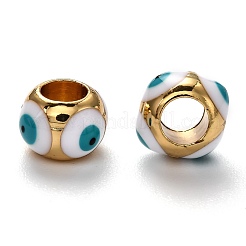 Латунные европейские эмалевые бусины KK-B028-25G-C