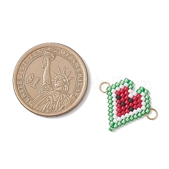 Подвески-соединители в форме арбузных сердечек из стеклянных бусинок&nbsp;PALLOY-MZ01142