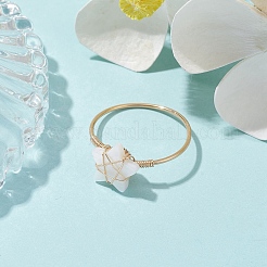 Кольца на палец из натуральной белой ракушки RJEW-JR00610-02