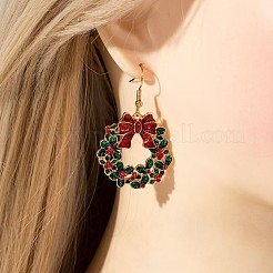 Серьги-подвески из эмалевого сплава с рождественским венком&nbsp;FS-WGEFD29-01