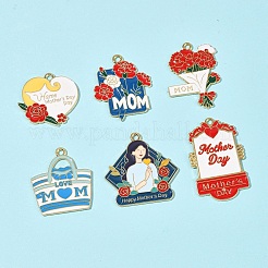 24 шт. 6 стиля подвески из сплава и эмали ко Дню матери&nbsp;FIND-FS0003-90