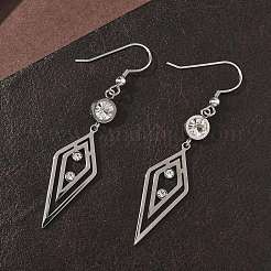 Серьги-подвески в форме ромба из нержавеющей стали 304&nbsp;EJEW-Z129-10P