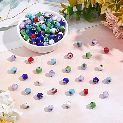 144шт 6 цвета ручной работы сглаз лэмпворк круглая бусина&nbsp;LAMP-NB0001-76B
