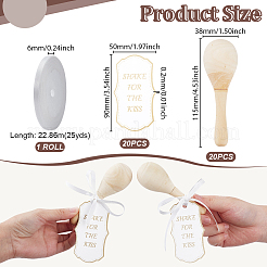 20 шт. набор мини-деревянных свадебных маракасов&nbsp;AJEW-GA0009-10